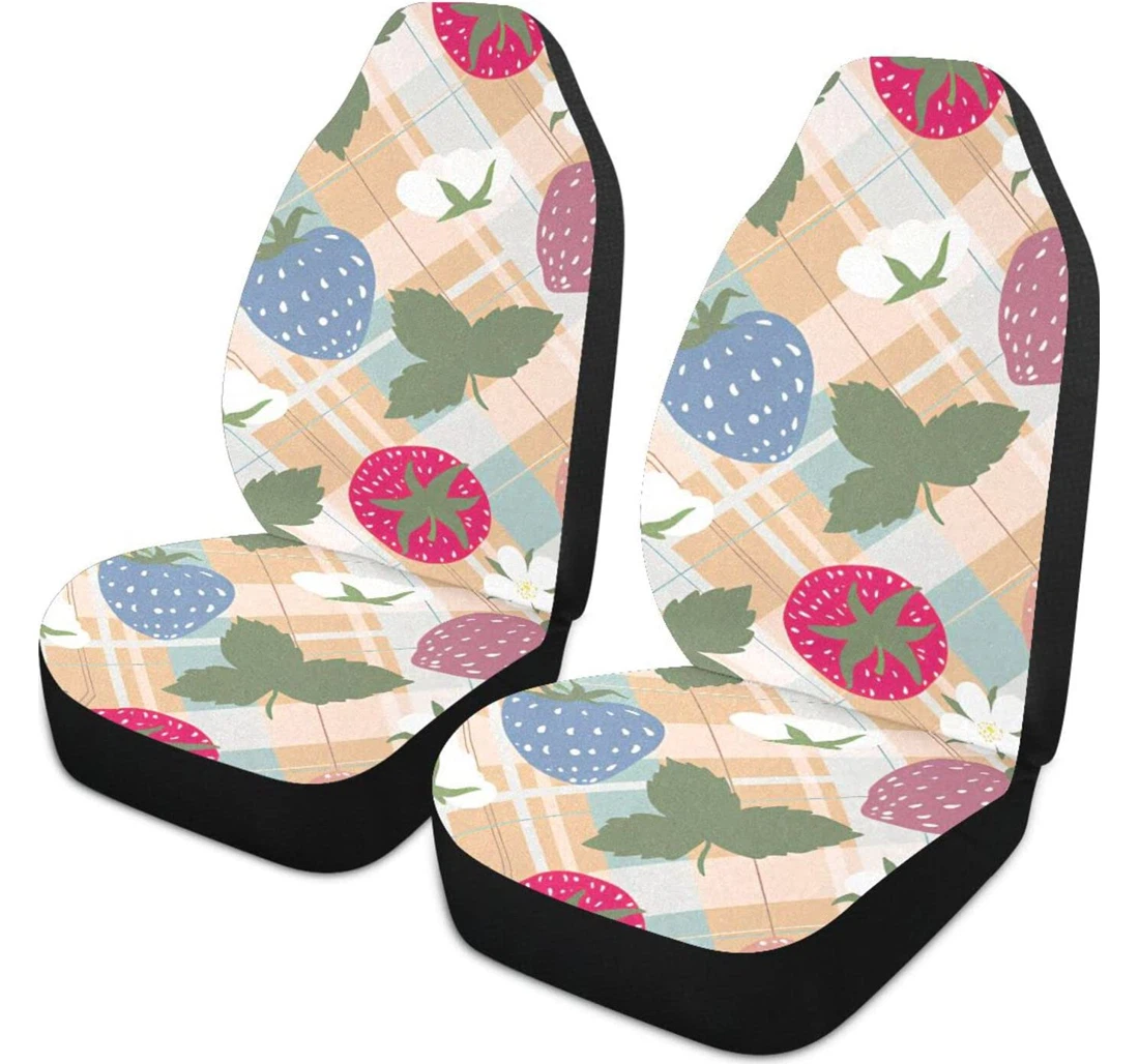 Cartoon Picnic Strawberry Universal Front Car Seat Cover