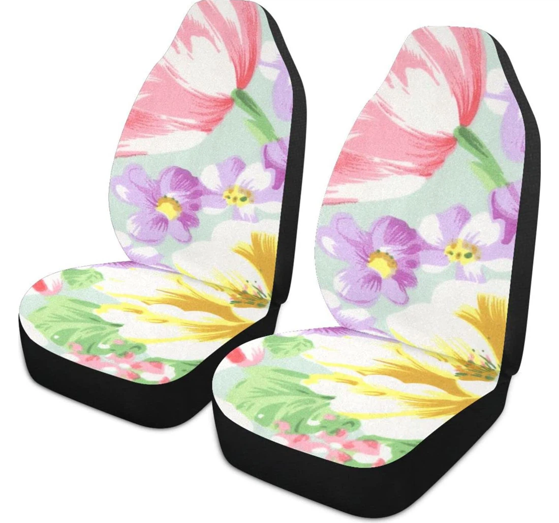 Flower Pink Universal Front Car Seat Cover