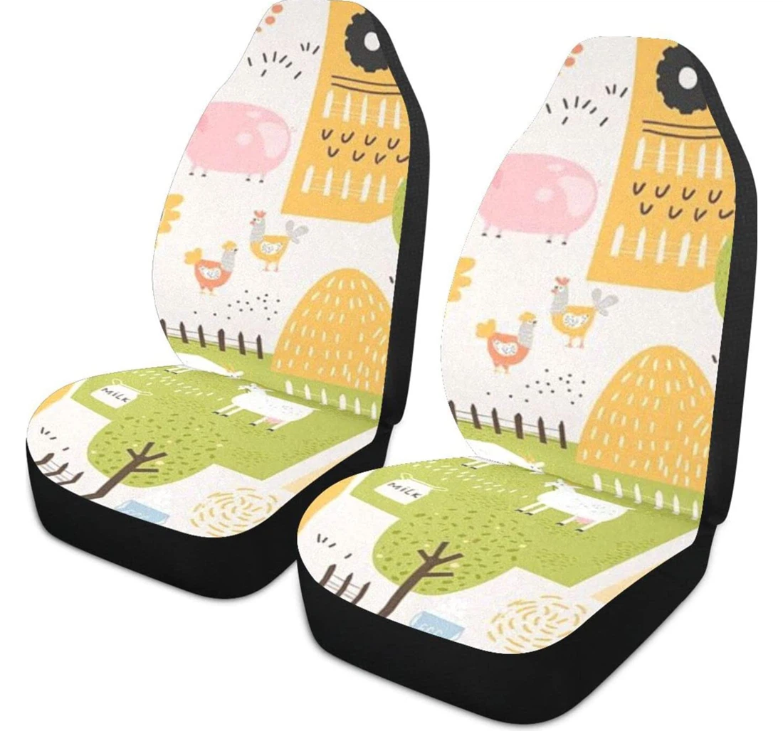 Cartoon Farm Universal Front Car Seat Cover