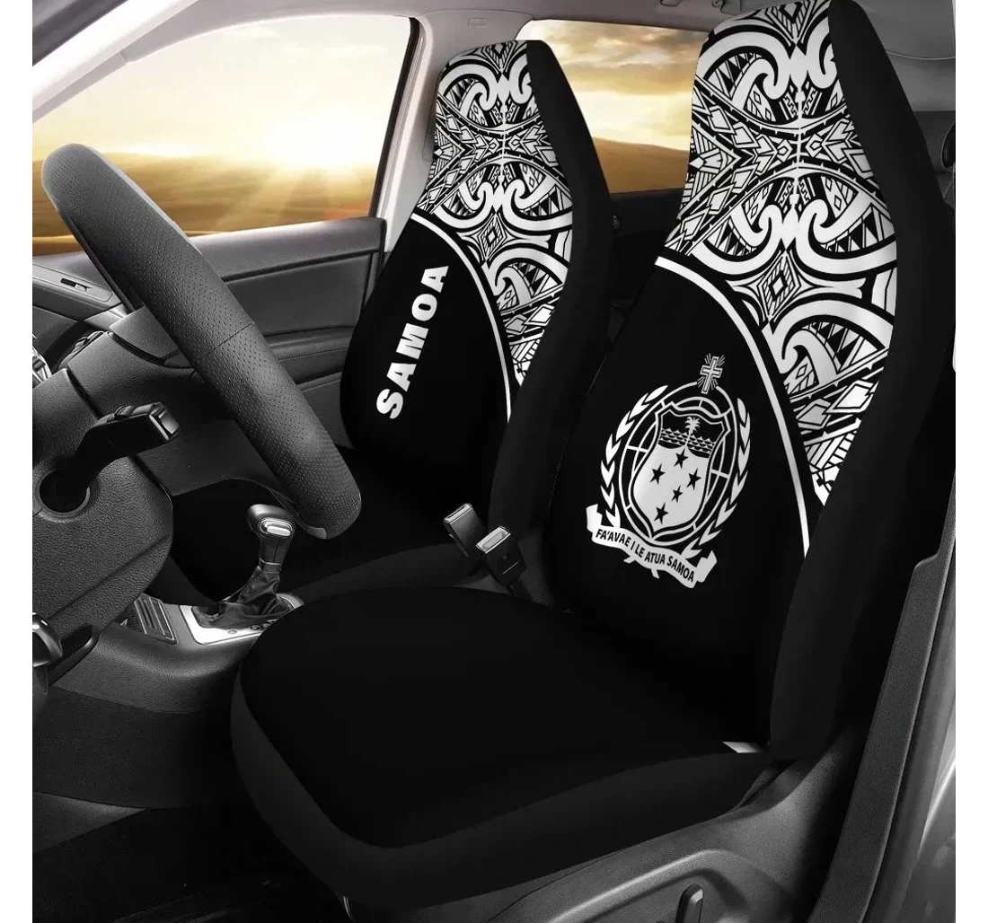Samoa Polynesian Black Curve Bn11 Universal Front Car Seat Cover