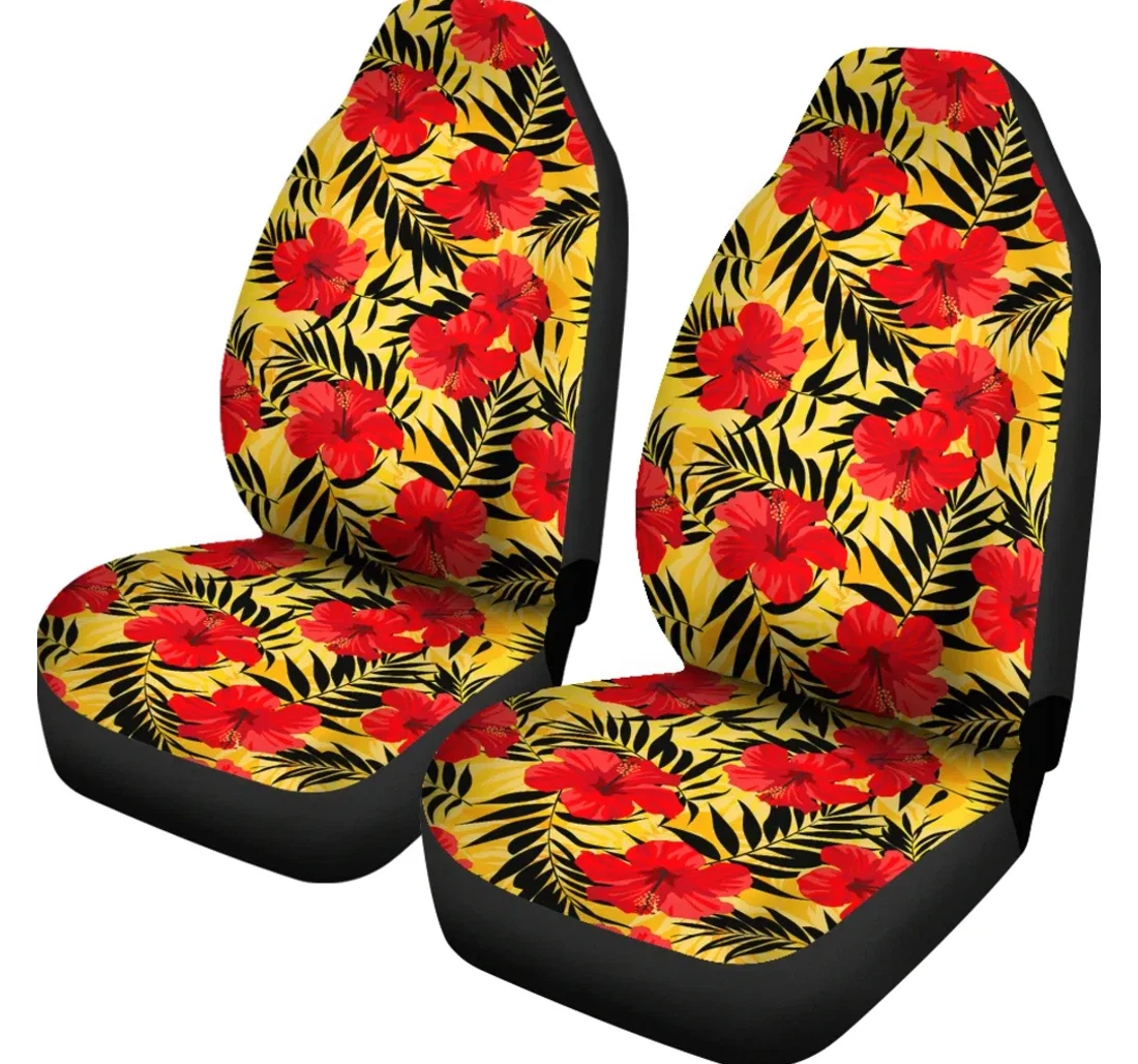 Accessory Hawaiian Tropical Flowers And Palm Leaves Ah J7 Universal Front Car Seat Cover
