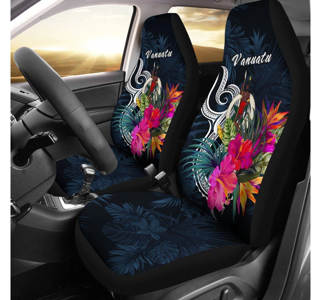 Vanuatu Polynesian Tropical Flower Bn12 Universal Front Car Seat Cover