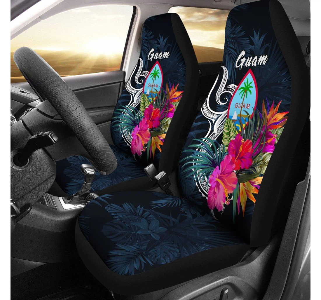 Guam Polynesian Tropical Flower Bn12 Universal Front Car Seat Cover