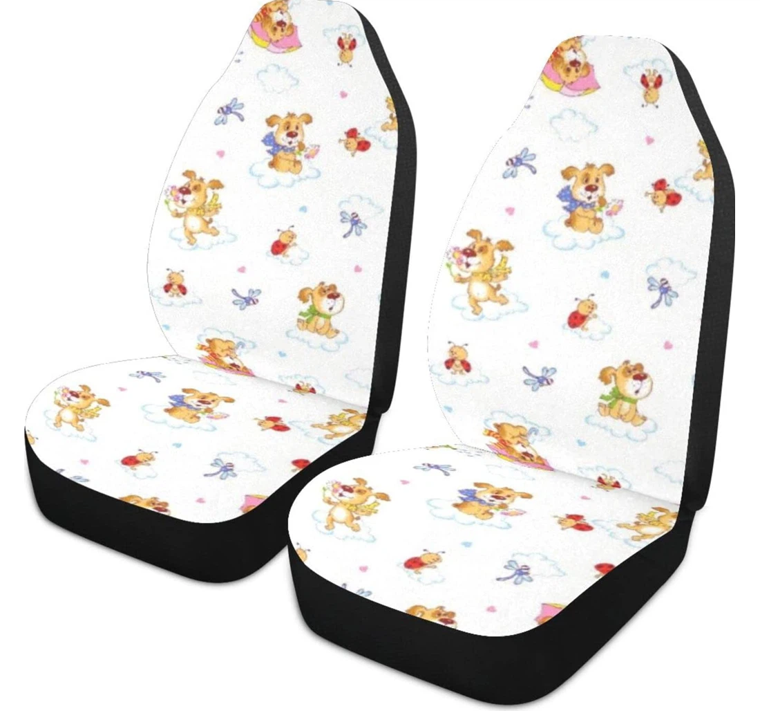 Yellow Bees Little Bear Cloud Dragonfly Universal Front Car Seat Cover