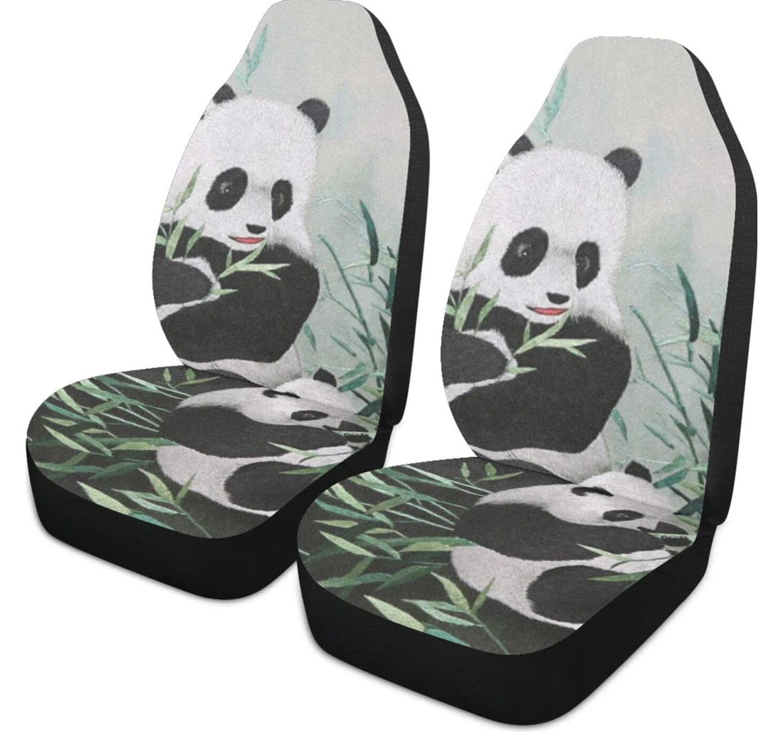 Painting Bamboo Pandas Universal Front Car Seat Cover