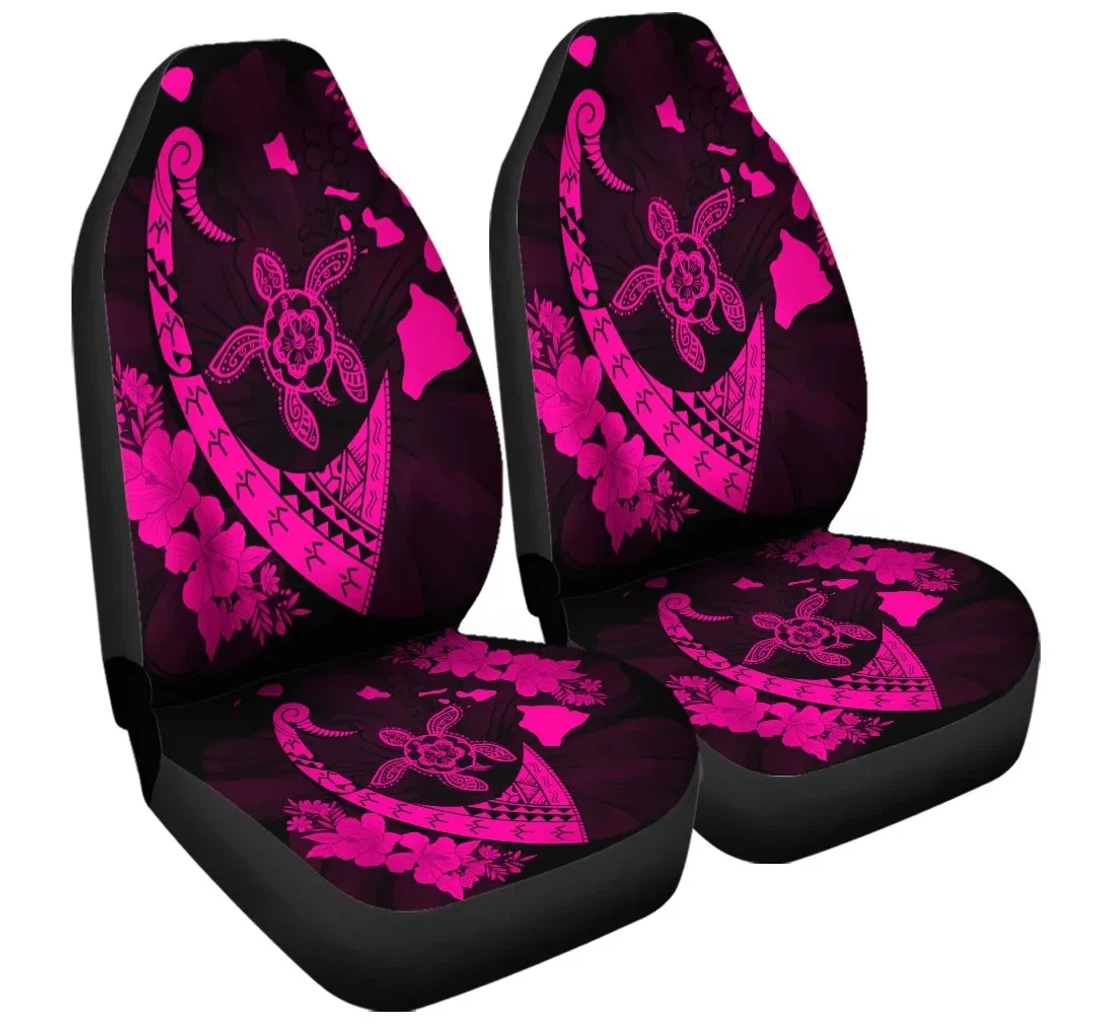 Accessory Hawaiian Map Hibiscus Turtle Fish Hook Polynesian Pink Ah J5r Universal Front Car Seat Cover