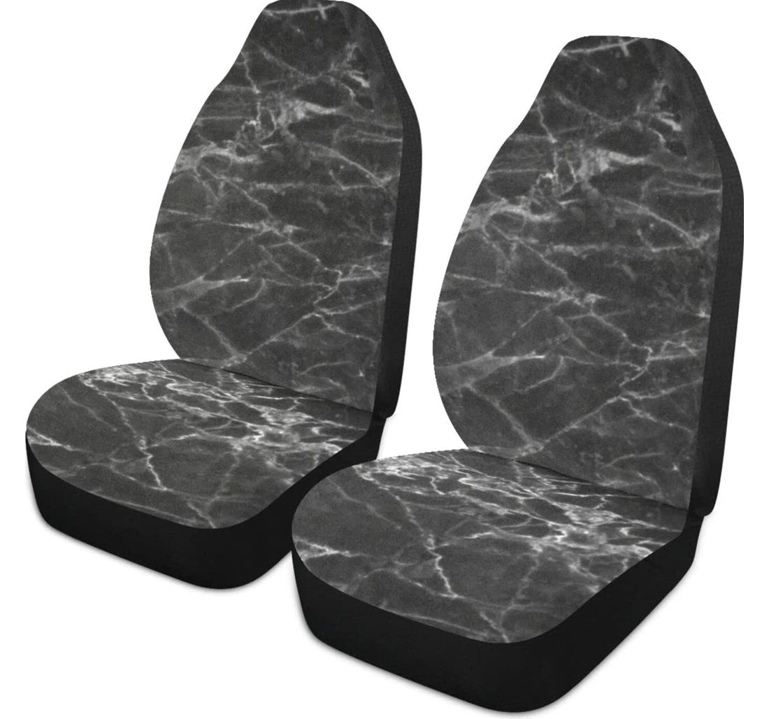 Black White Stripe Marble Universal Front Car Seat Cover