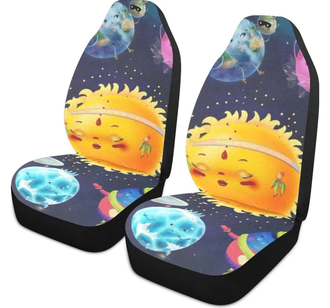 Cartoon System Solar Universal Front Car Seat Cover