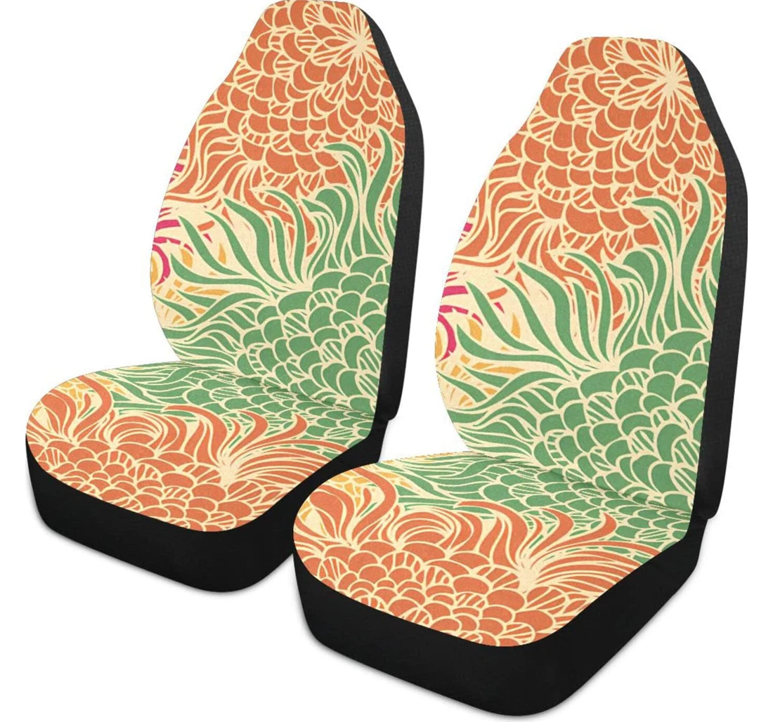 Colorful Large Flowers Universal Front Car Seat Cover
