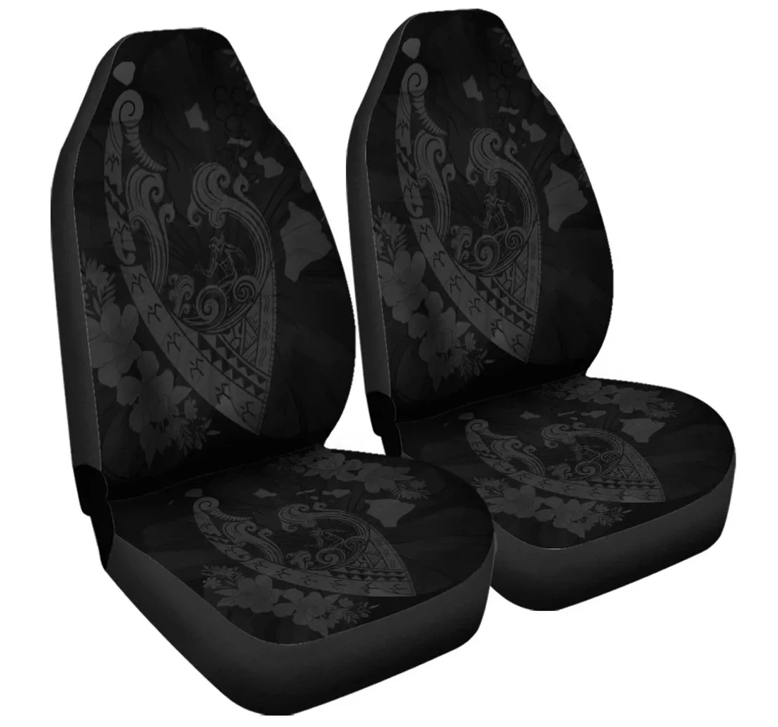 Accessory Hawaiian Fish Hook Hibiscus Banzai Surfing Polynesian Grey Ah J5r Universal Front Car Seat Cover