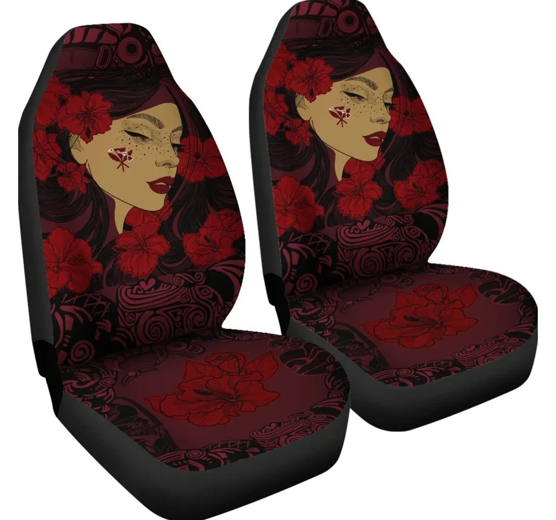 Accessory Hawaii Kanaka Polynesian Hula Girl Black Style Ah Ja Universal Front Car Seat Cover