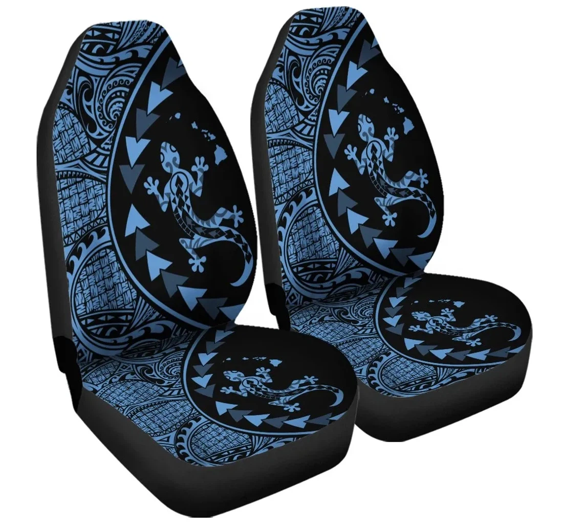 Accessory Hawaiian Map Gecko Tattoo Kakau Polynesian Pastel Blue Ah J0r Universal Front Car Seat Cover