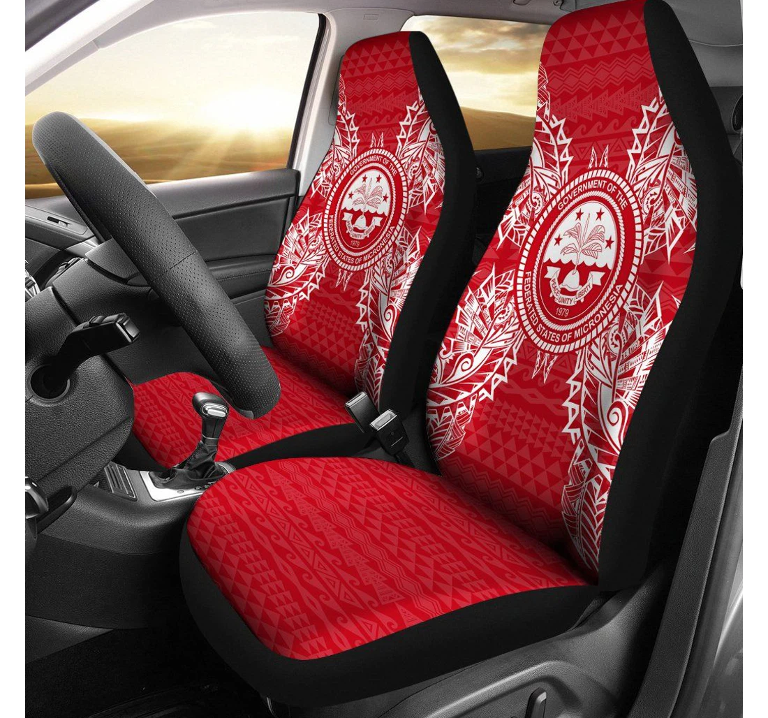 Federated States Of Micronesia Polynesia Map Red White Bn39 Universal Front Car Seat Cover
