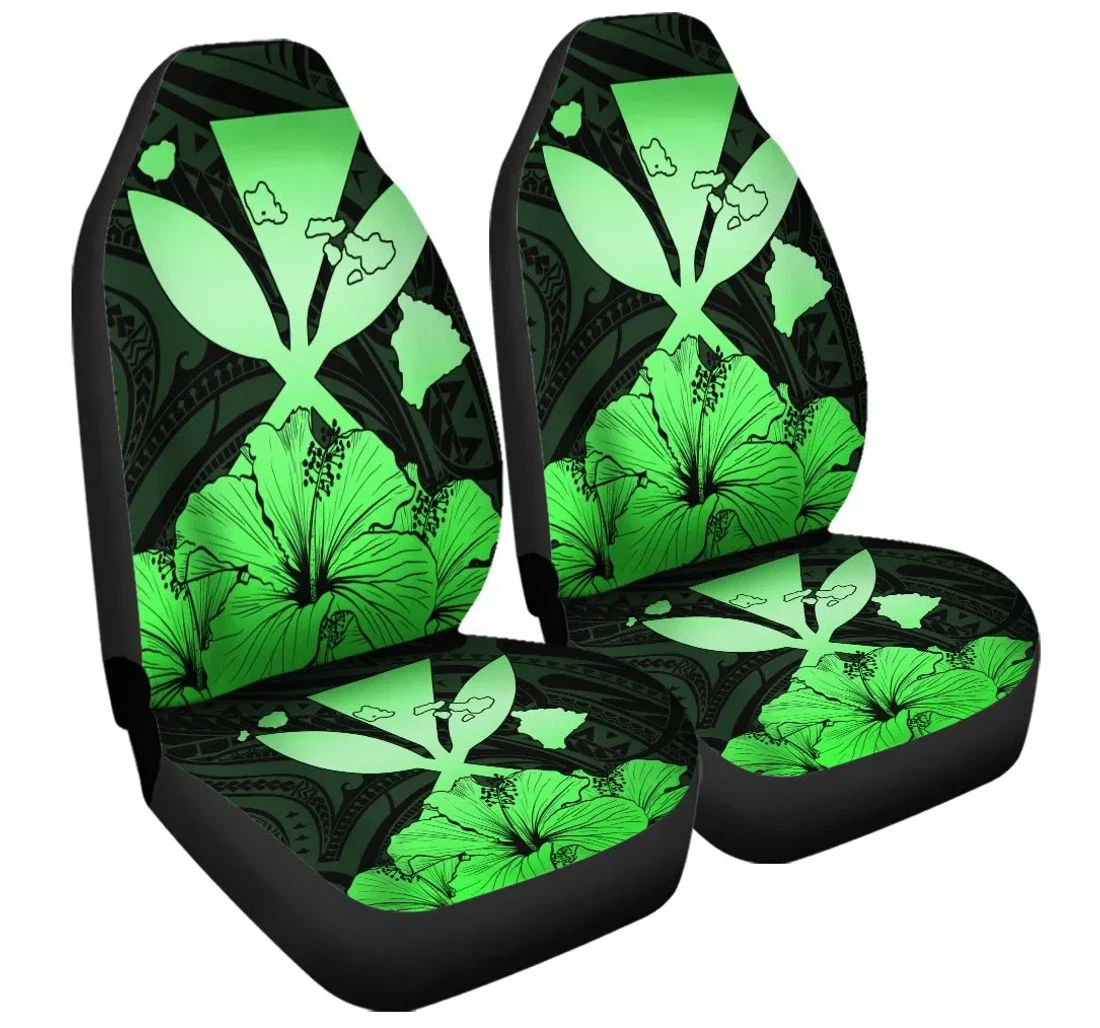 Accessory Hawaiian Kanaka Hibiscus Polynesian Love Green Ah Jr Universal Front Car Seat Cover