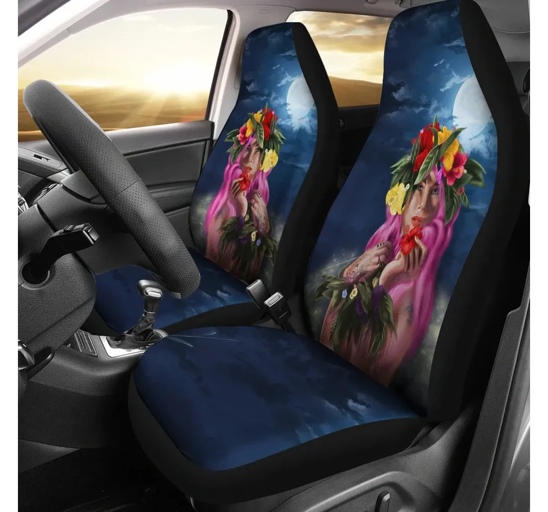 Accessory Hawaii Kanaka Colorful Hula Girl Dinh Style J5 Universal Front Car Seat Cover