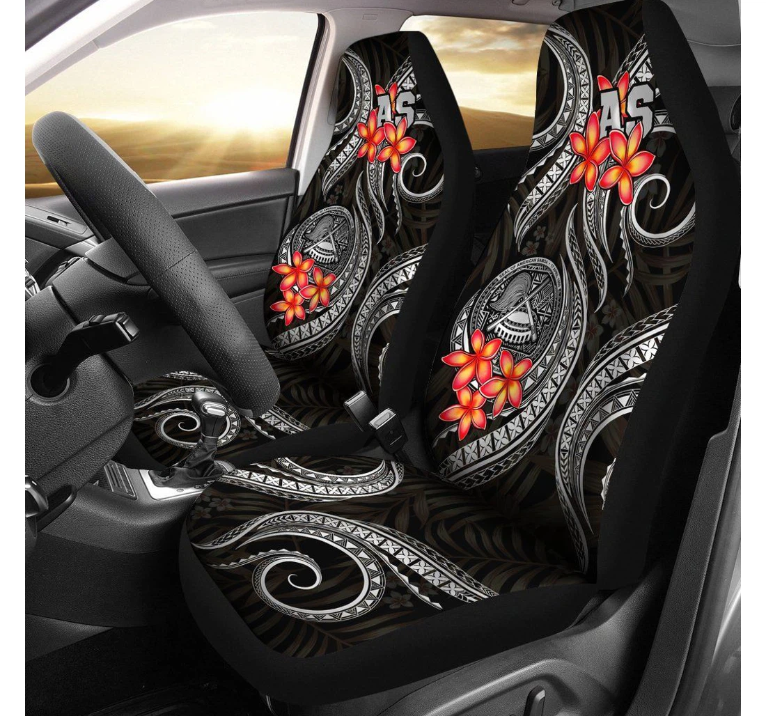American Samoa Polynesian Black Plumeria Bn11 Universal Front Car Seat Cover