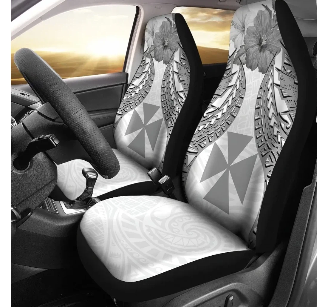 Wallis And Futuna Polynesian Pride Seal And Hibiscus White Bn39 Universal Front Car Seat Cover
