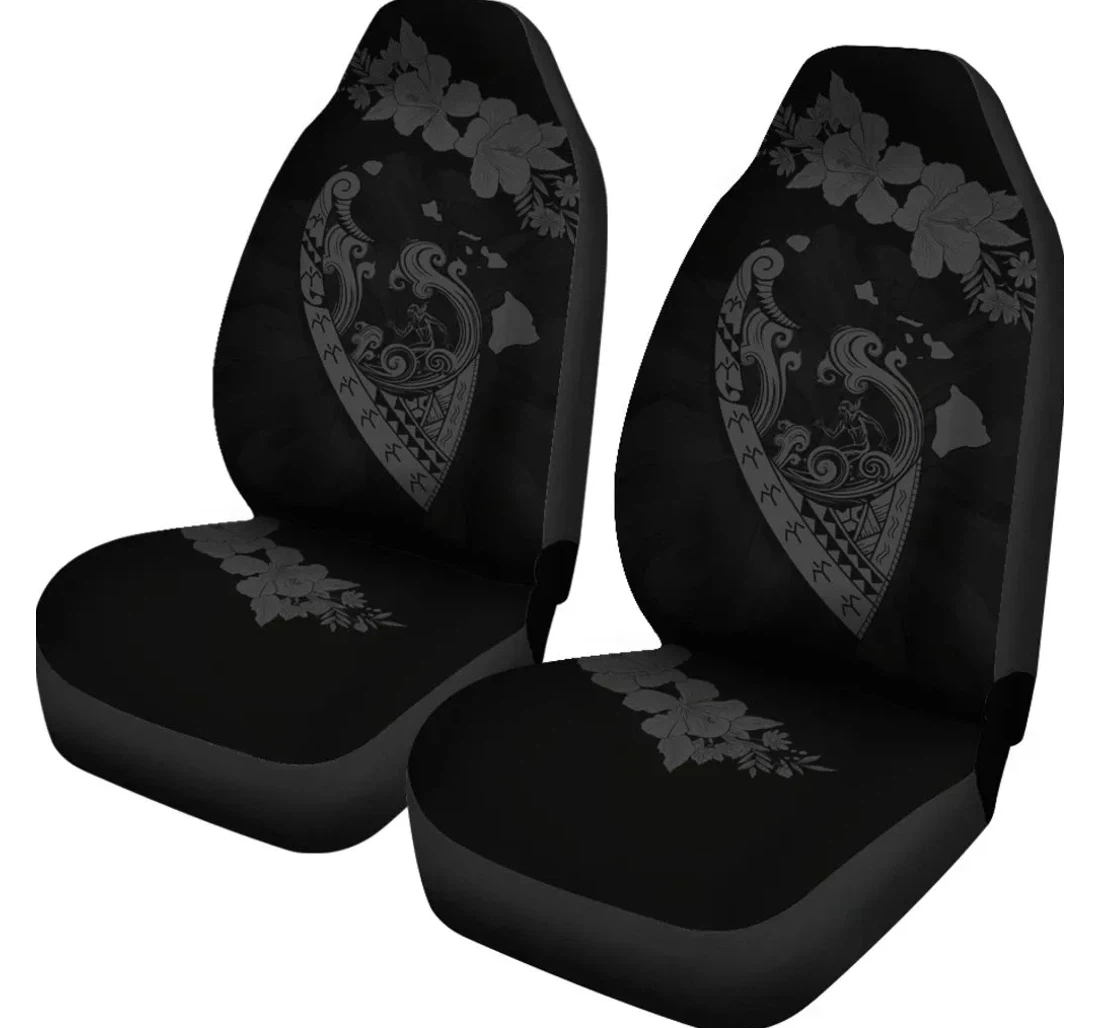 Accessory Hawaii Hibiscus Banzai Surfing Grey- Ah J5 Universal Front Car Seat Cover