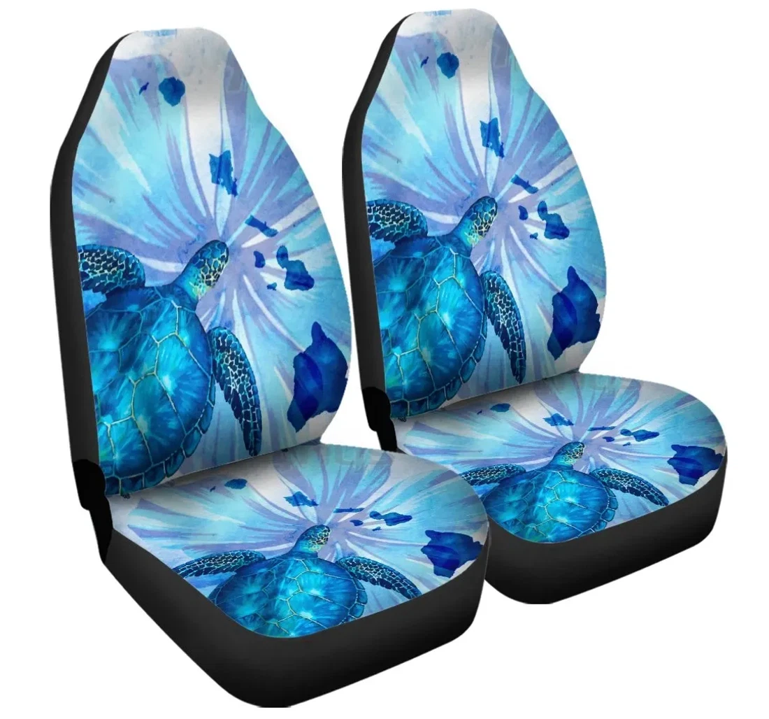 Accessory Hawaiian Map Hibiscus Flower Turtle Polynesian Blue Ah J4r Universal Front Car Seat Cover