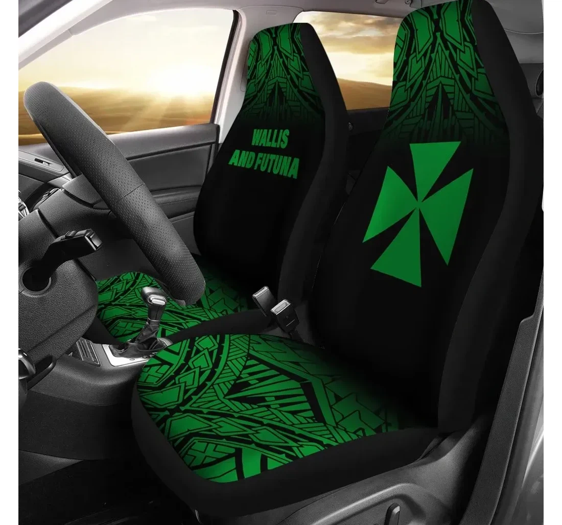 Wallis And Futuna Polynesian Green Fog Bn11 Universal Front Car Seat Cover