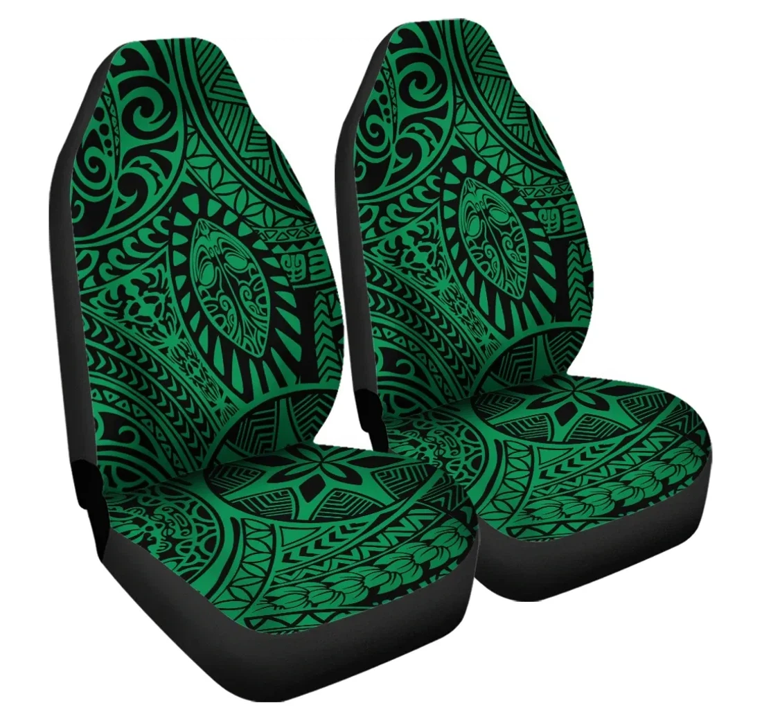 Accessory Polynesian Hawaiian Style Tribal Tattoo Green Ah J6 Universal Front Car Seat Cover