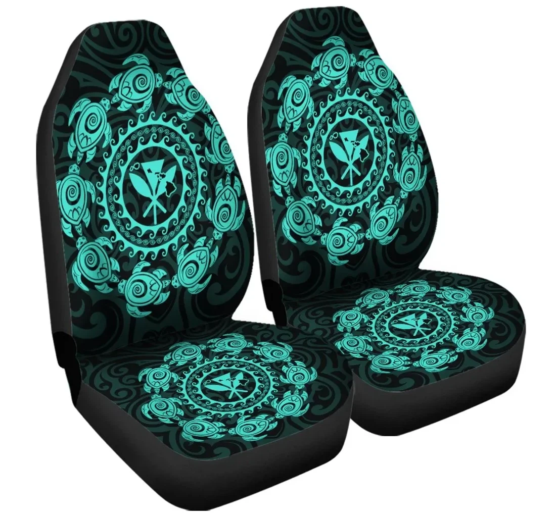 Accessory Hawaiian Map Kanaka Turtles Circle Style Turquoise Polynesian Ah J4r Universal Front Car Seat Cover
