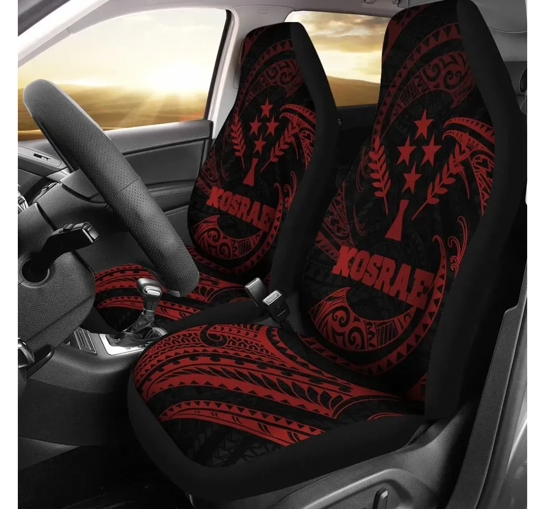 Kosrae Micronesia Red Tribal Wave Bn12 Universal Front Car Seat Cover