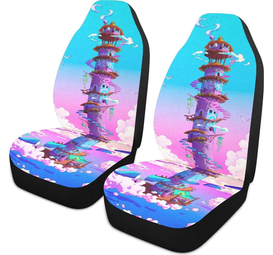 Concept Art Illustration Artwork Building Tower Clouds Birds Universal Front Car Seat Cover