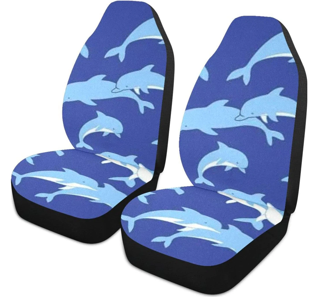 Blue Shark Splicing Universal Front Car Seat Cover