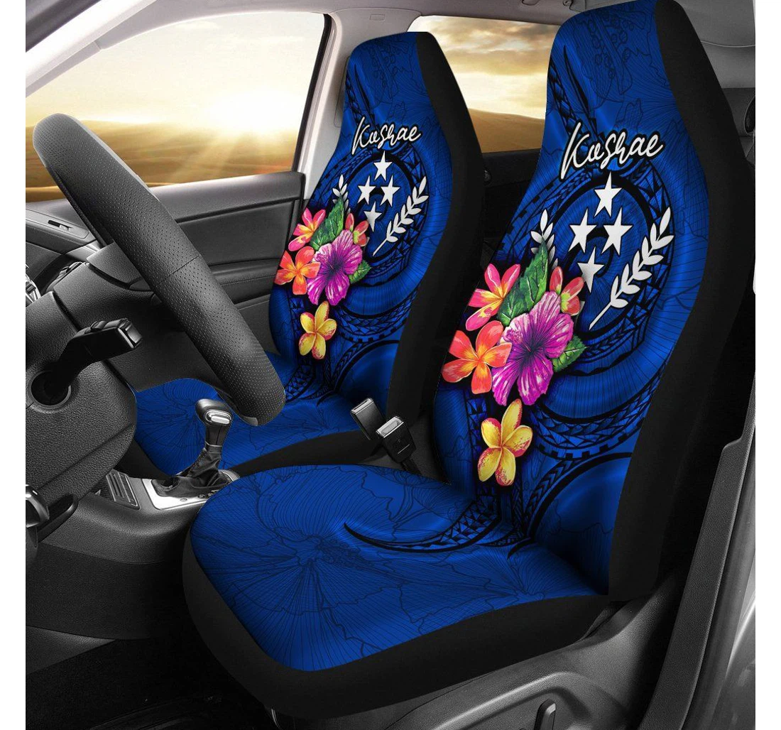 Kosrae Micronesia Floral With Seal Blue Bn12 Universal Front Car Seat Cover