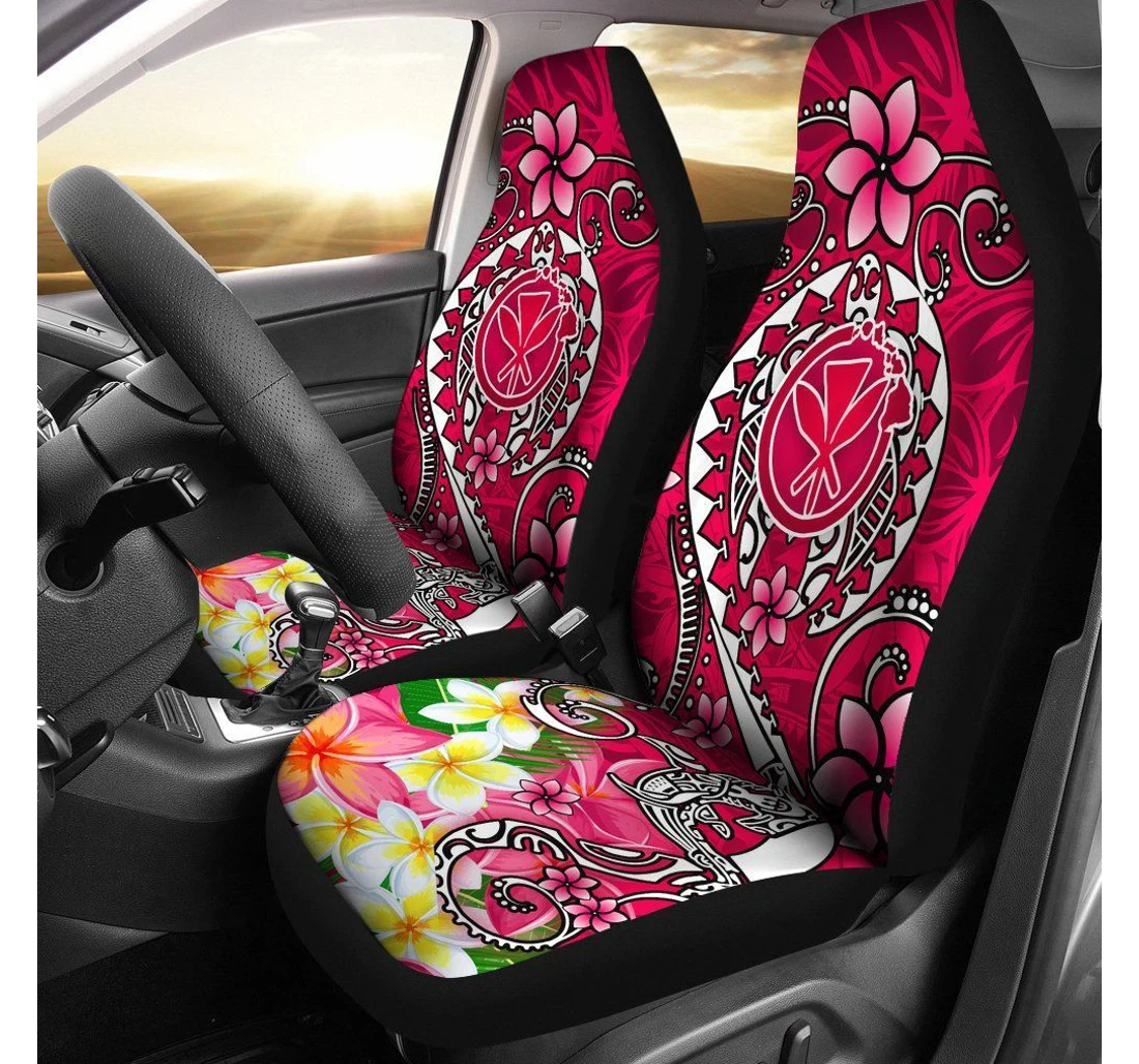 Hawaii Turtle Plumeria Polynesian Tattoo Pink Color Bn18 Universal Front Car Seat Cover