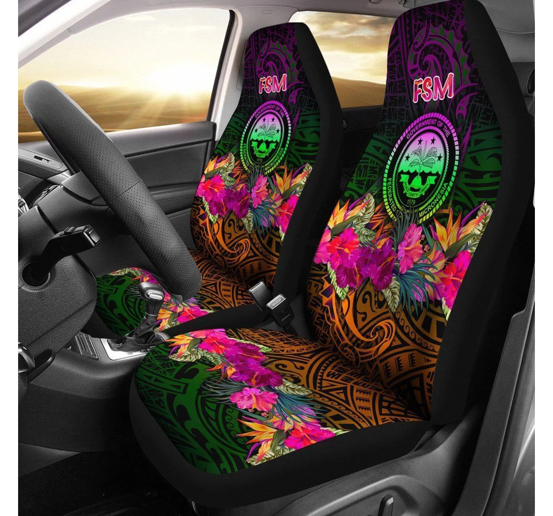Federated States Of Micronesia Summer Hibiscus Bn15 Universal Front Car Seat Cover