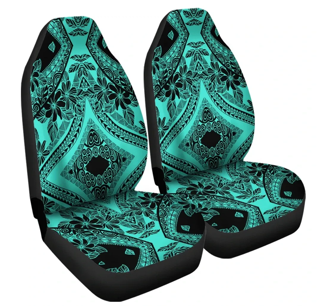 Accessory Polynesian Plumeria Mix Turquoise Black Ah J6 Universal Front Car Seat Cover