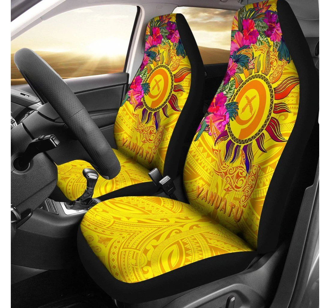 Vanuatu Vanuatu Symbols With Hibiscus Bn17 Universal Front Car Seat Cover