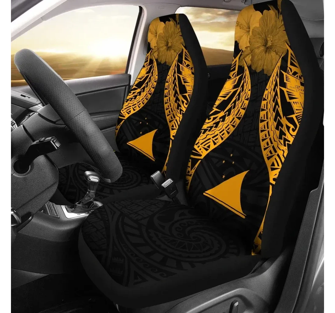 Tokelau Polynesian Pride Seal And Hibiscus Gold Bn39 Universal Front Car Seat Cover