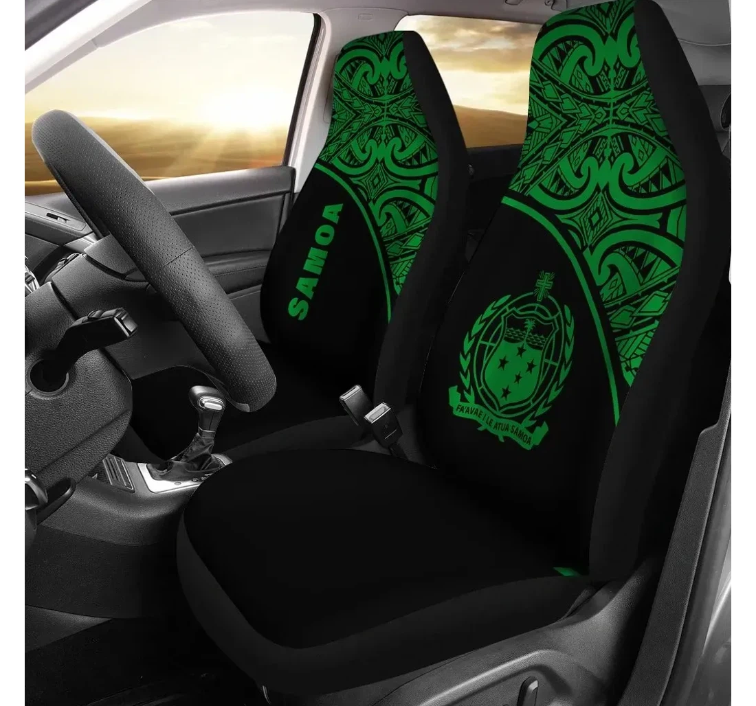 Samoa Polynesian Green Curve Bn11 Universal Front Car Seat Cover