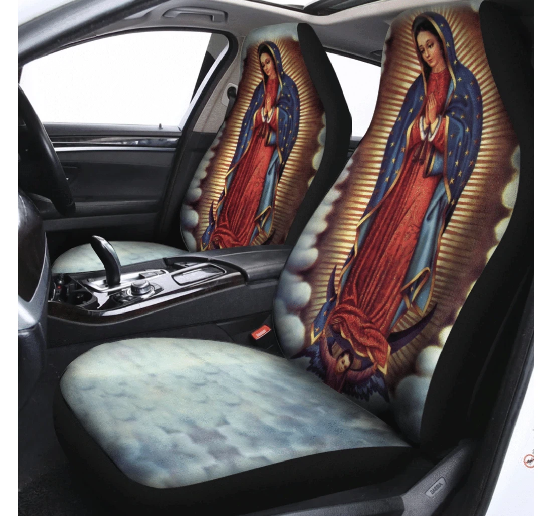 All Over Our Lady Of Guadalupe Keeps Us Safe -car Av000313 Universal Front Car Seat Cover