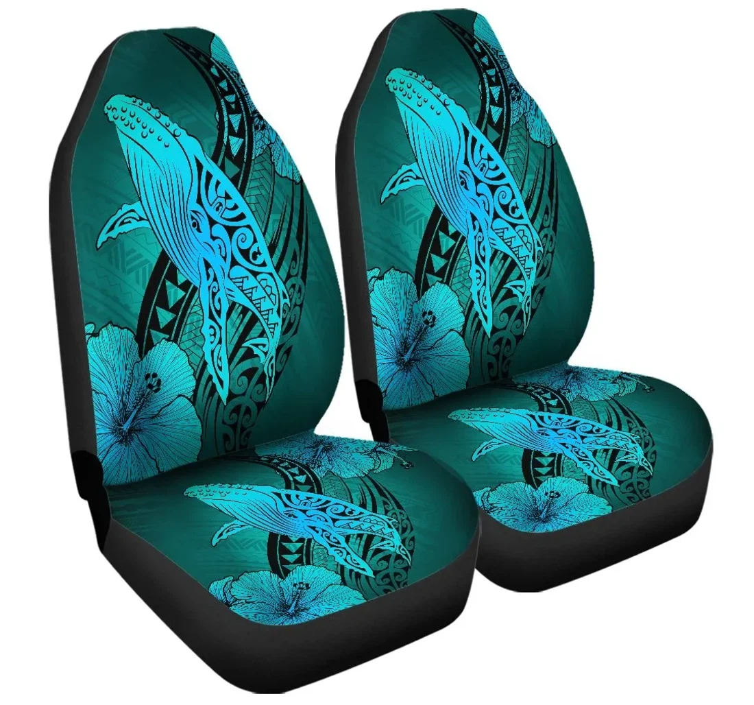 Accessory Hawaiian Map Whale Swim Hibiscus Polynesian Turquoise Ah J6r Universal Front Car Seat Cover