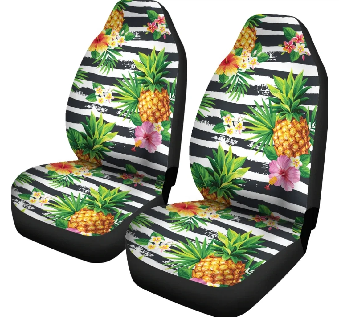 Accessory Pineapple And Hibiscus Symbol Ah K5 Universal Front Car Seat Cover