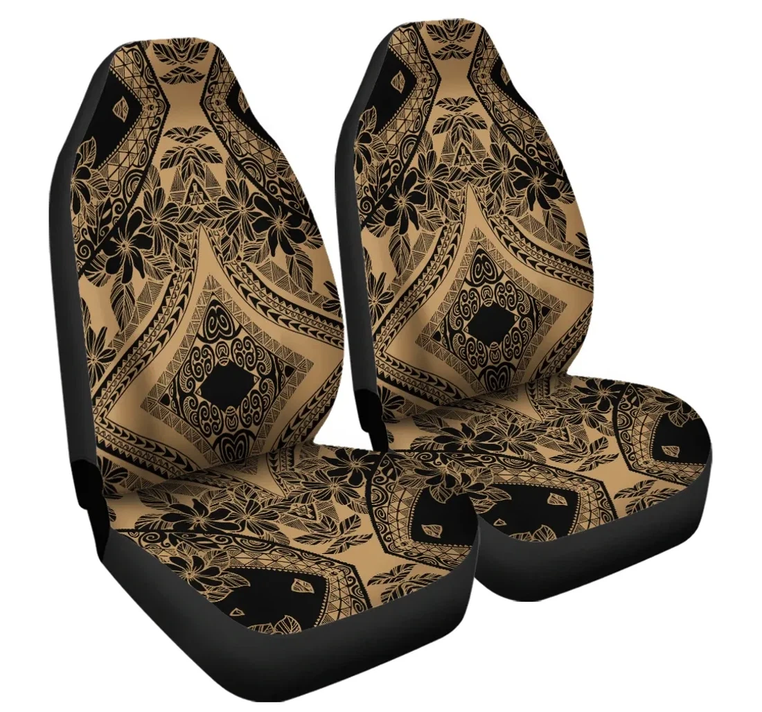 Accessory Polynesian Plumeria Mix Gold Black Ah J6 Universal Front Car Seat Cover
