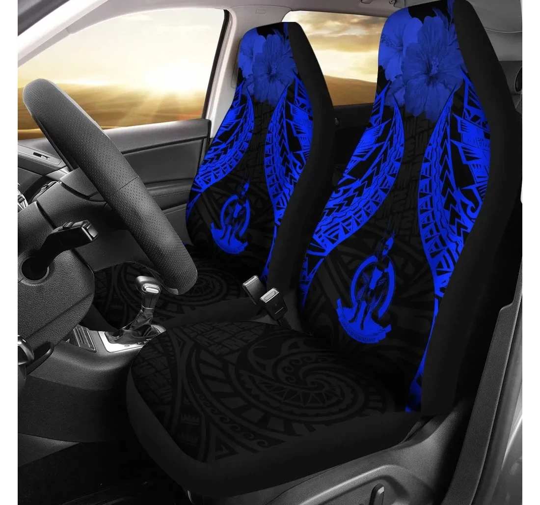 Vanuatu Polynesian Pride Seal And Hibiscus Blue Bn39 Universal Front Car Seat Cover