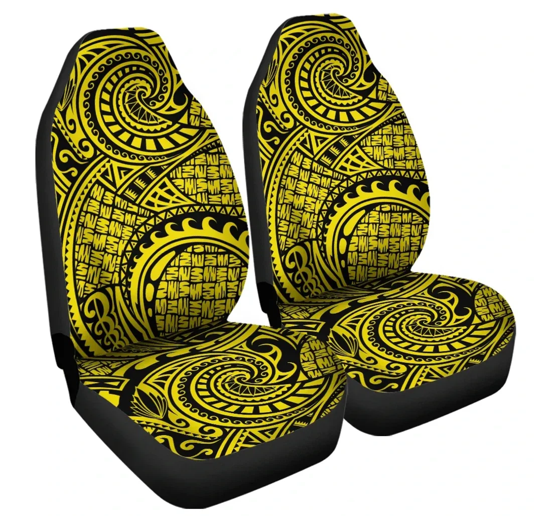Accessory Polynesian Maori Lauhala Yellow Ah J6 Universal Front Car Seat Cover