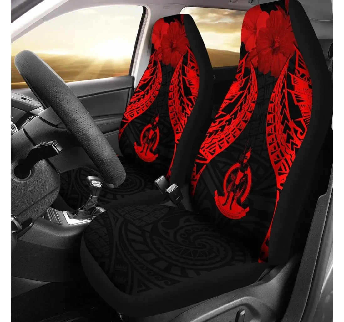 Vanuatu Polynesian Pride Seal And Hibiscus Red Bn39 Universal Front Car Seat Cover