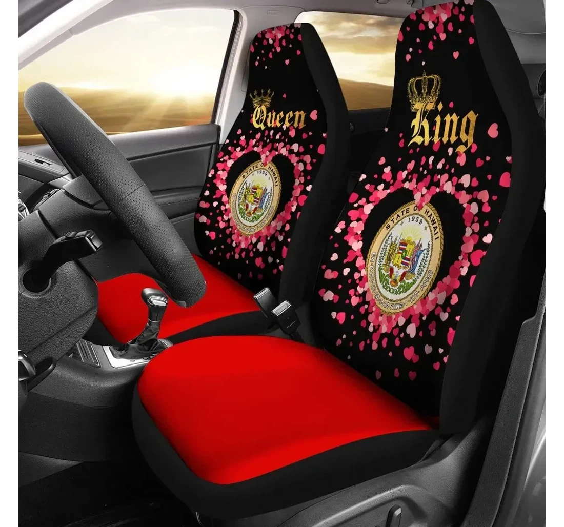 Hawaii Couple King Queen Of Two A7 Universal Front Car Seat Cover