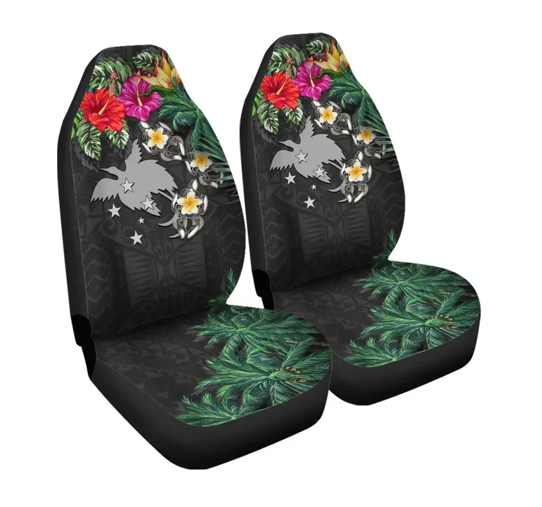 Papua New Guinea Hibiscus Turtle Tattoo Gray A02 Universal Front Car Seat Cover