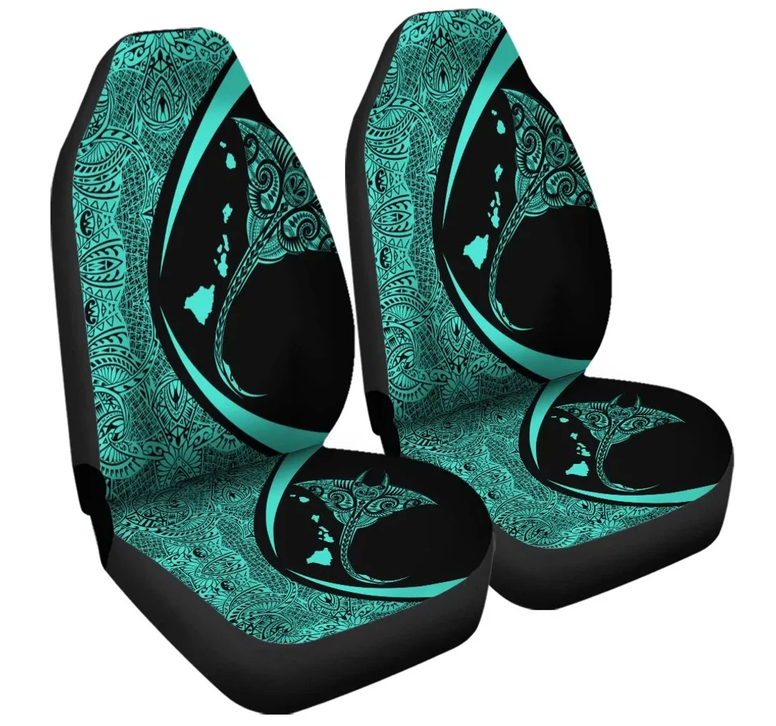 Accessory Hawaiian Map Manta Ray Polynesian Turquoise Circle Style Ah J4r Universal Front Car Seat Cover