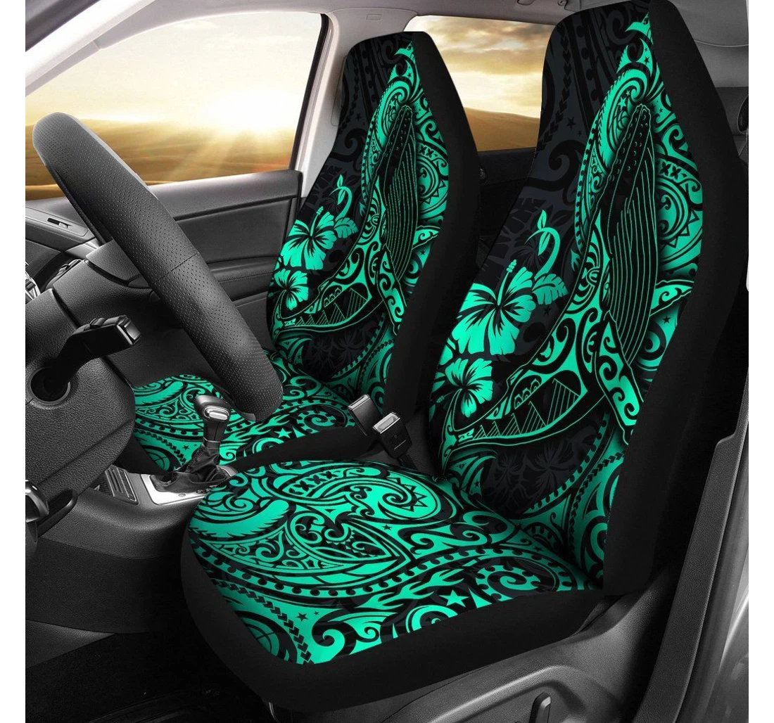 Polynesian Hawaii Polynesian Turquoise Humpback Whale Bn15 Universal Front Car Seat Cover