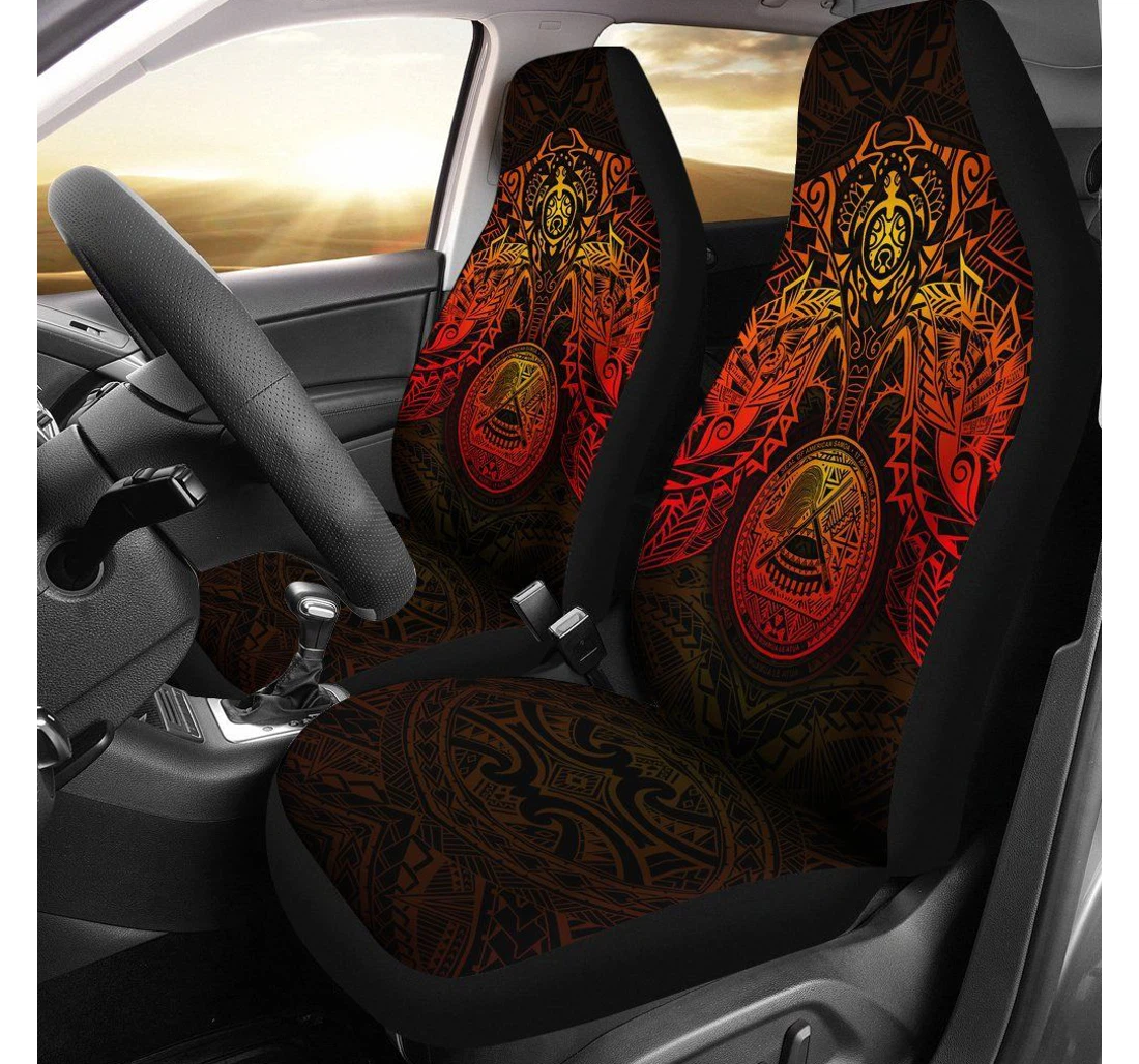 American Samoa American Samoa Seal Red Turtle Manta Ray Bn18 Universal Front Car Seat Cover