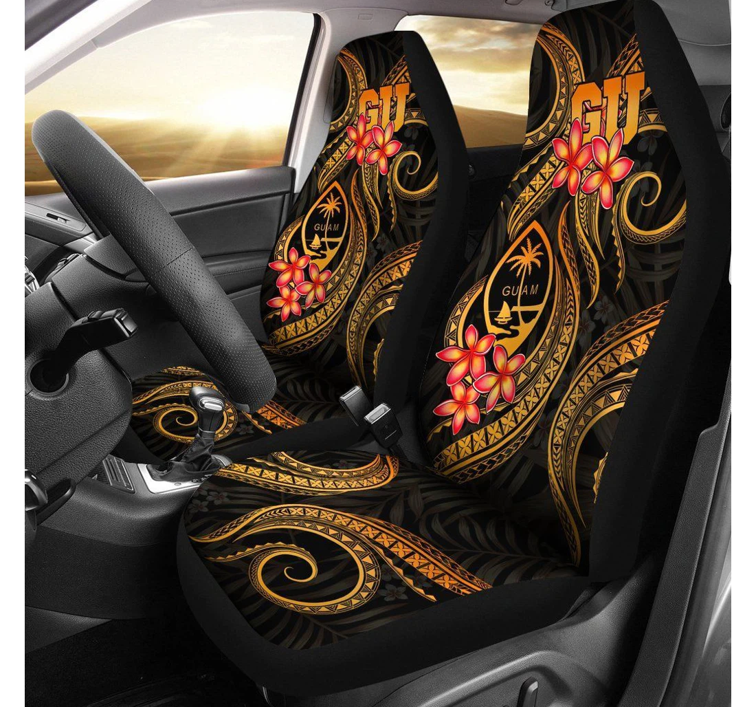 Guam Polynesian Gold Plumeria Bn11 Universal Front Car Seat Cover