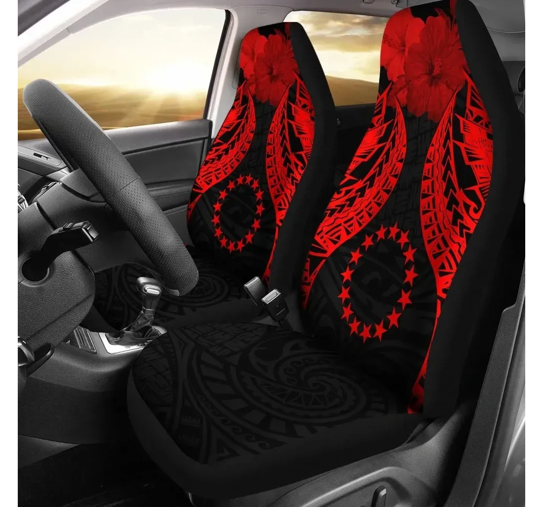 Cook Islands Polynesian Pride Seal And Hibiscus Red Bn39 Universal Front Car Seat Cover